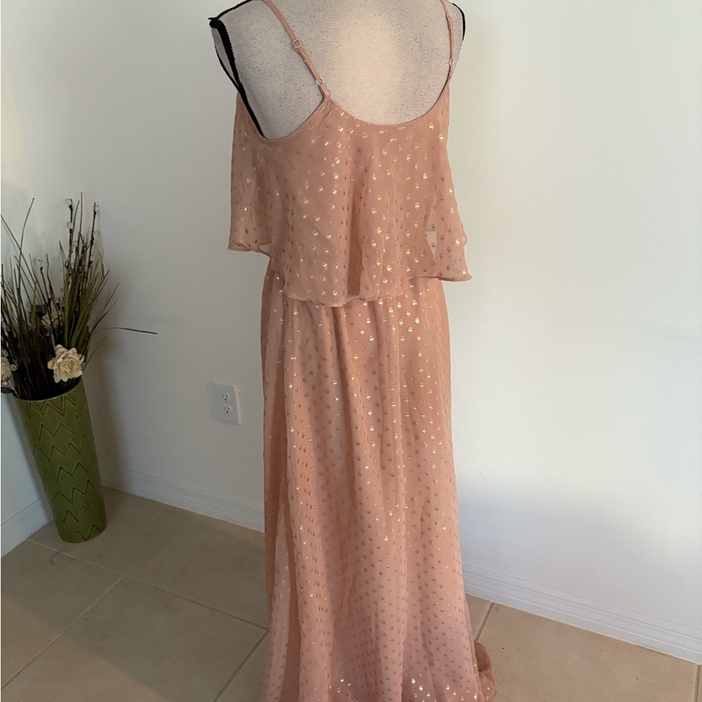 Lulus small maxi dress light pink gold print 633 - Picture 4 of 7